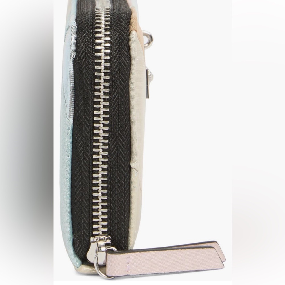 NWT Kurt Geiger Metallic Suede Leather Stripe Brixton Lock Zip Wallet - Picture 11 of 12